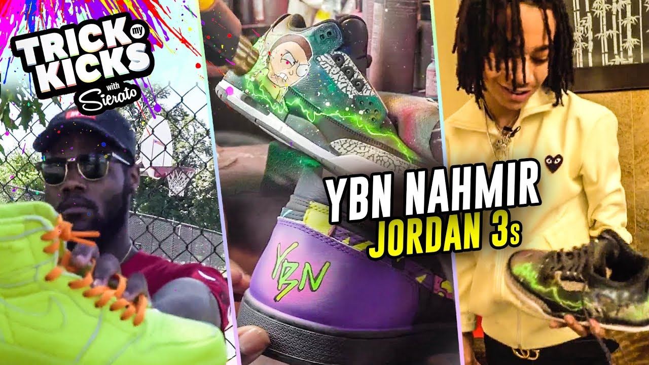 YBN NAHMIR Gets Rick & Morty Customs From NBA Sneaker Artist Sierato! Jordan 3s GO HARD ?
